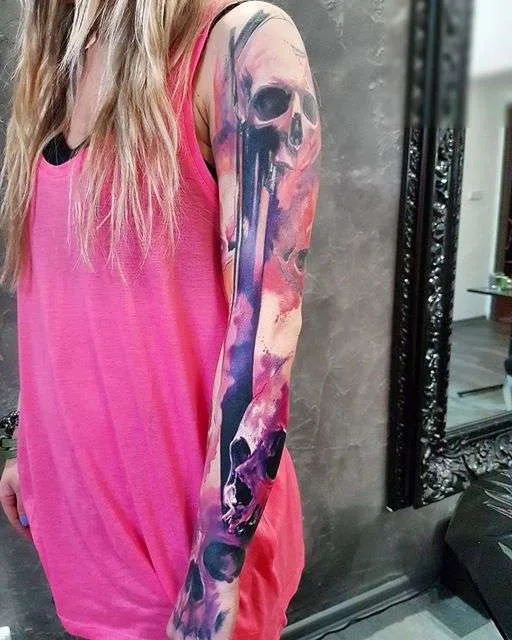 水彩 tattoo 艺术家 Adam Kremer | Акварельная татуировка тату-мастера Adam Kremer